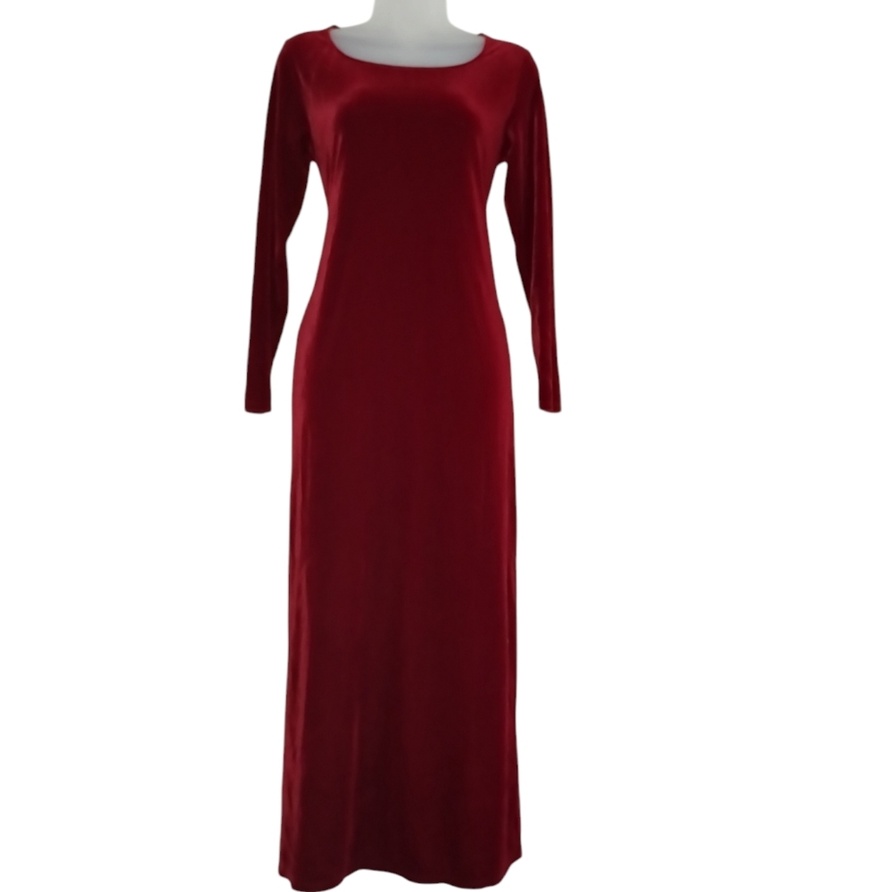 Vintage 90s Y2K Gap Red Velvet Maxi Dress size Small